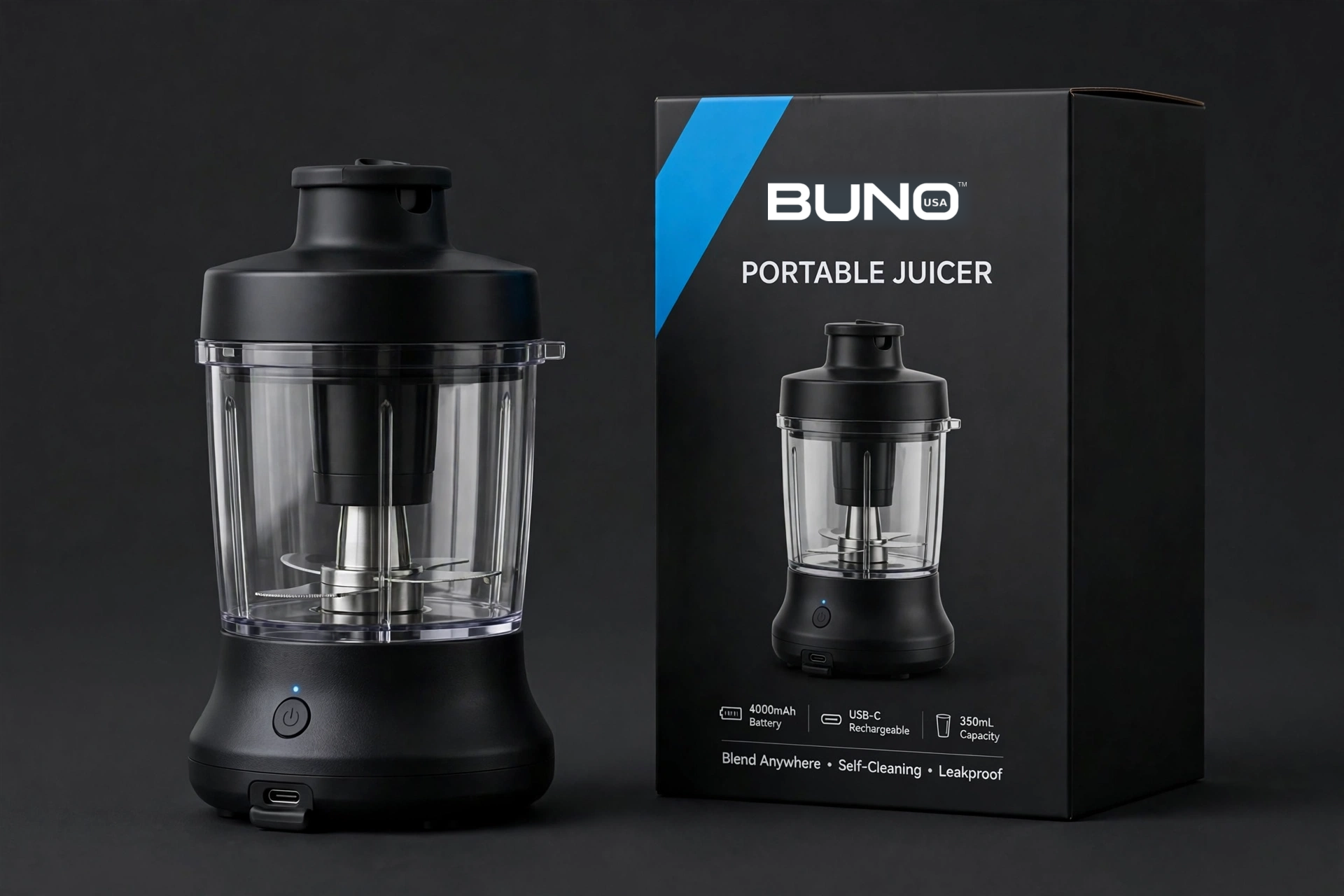 BUNO Portable Juicer, BUNO product with its retail box